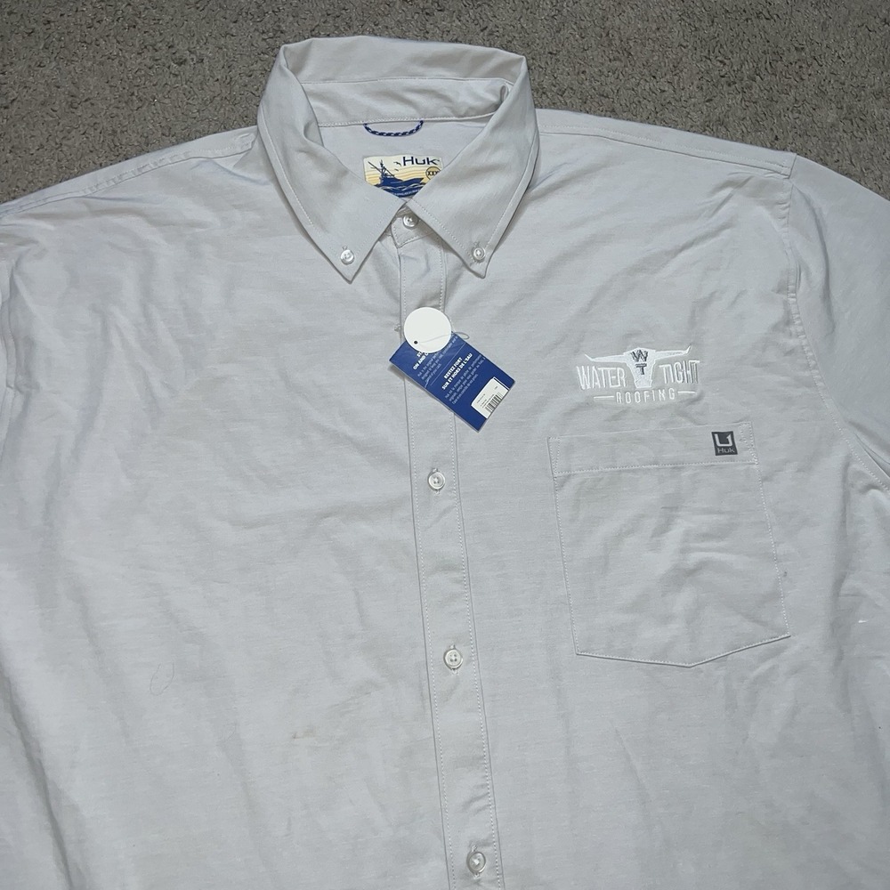 Huk Tide Point Vented Button Down Fishing Shirt Blue‎ Men's 3XL Performance NEW